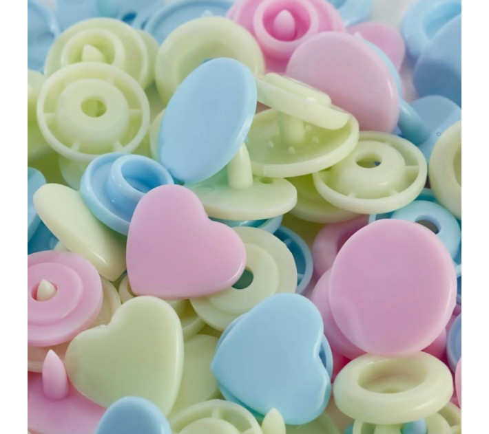 PRYM- Napy Plast. Love -Mięta/Błękit/Róż.