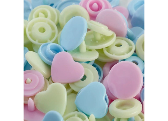 PRYM- Napy Plast. Love -Mięta/Błękit/Róż.
