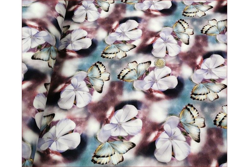 Motyle i Kwiaty Fiolet -Cyfra