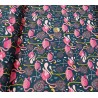Tkan. Flamingi Różowe -Morski Ciemny