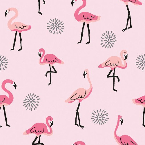 Dzian. Flamingi -Różowy -PREM