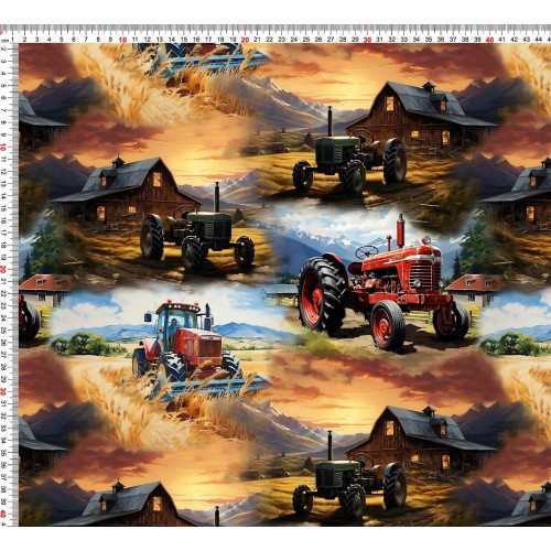 Traktor Czerwony -Pejzaż -Cyfra