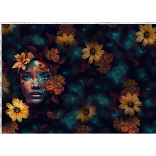 Panel-Kobieta w Kwiatach -Granat Ciemny -100cm