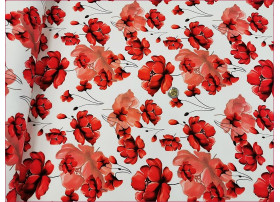 Kwiaty Maki Czerwone na OffWhite -Cyfra